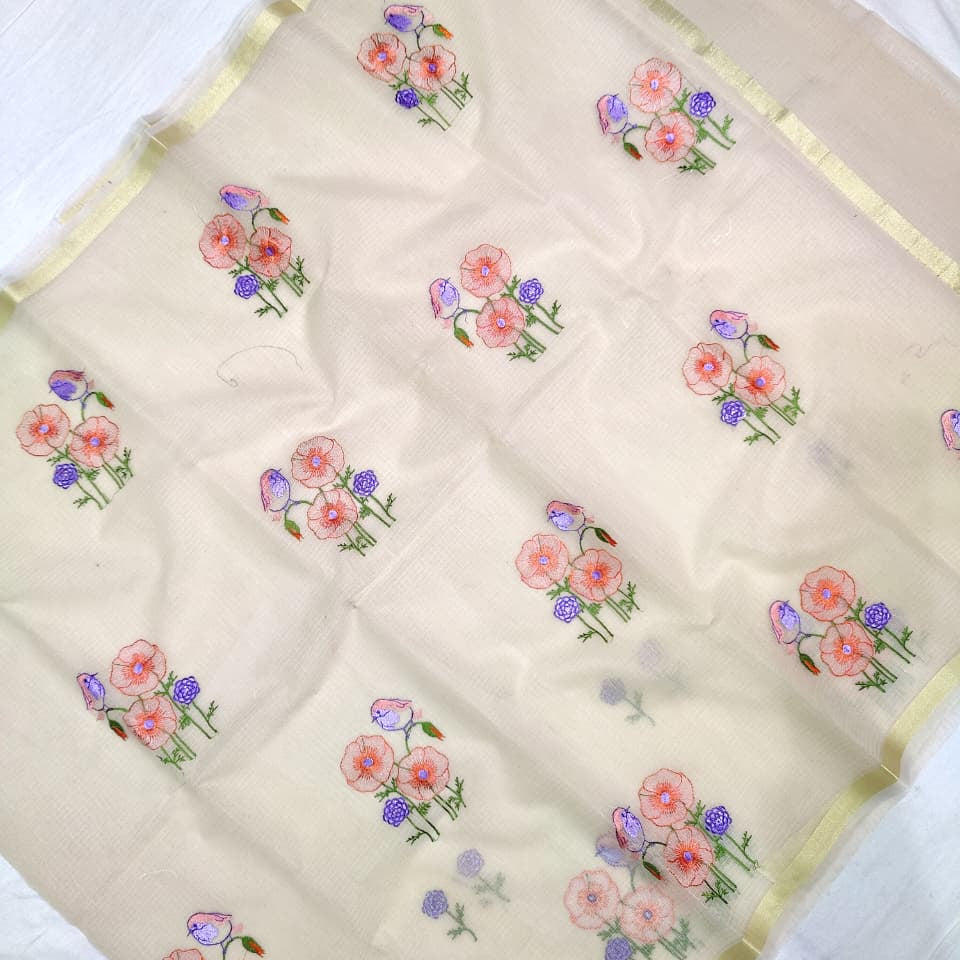Elegant Embroidered Kota Saree - Lightweight Summer Collection