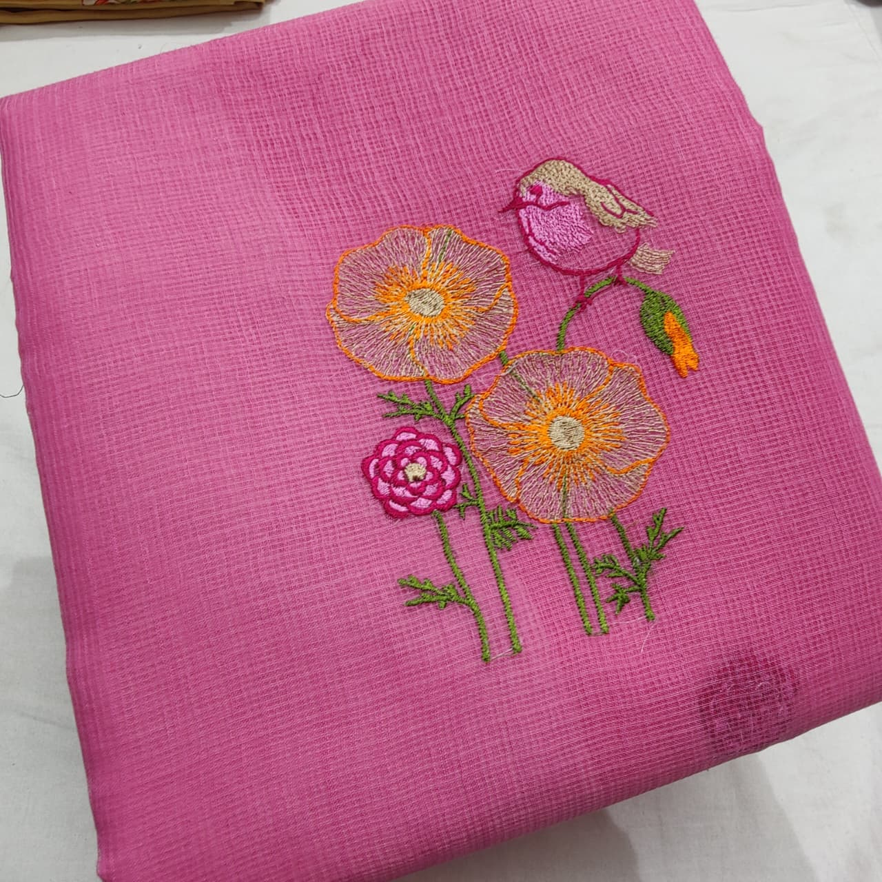 Elegant Embroidered Kota Saree - Lightweight Summer Collection