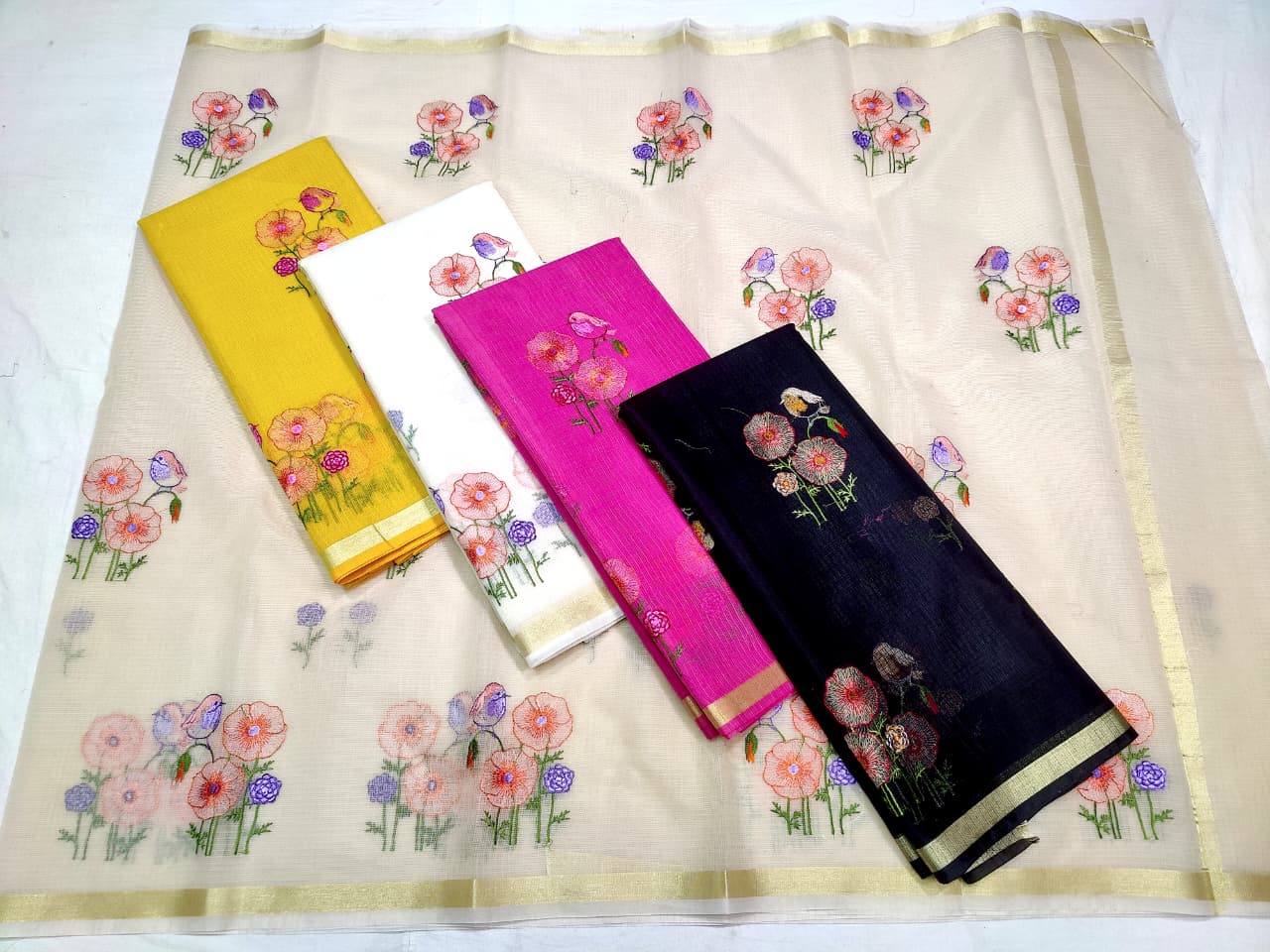 Cotton Kota Embroidery Sarees