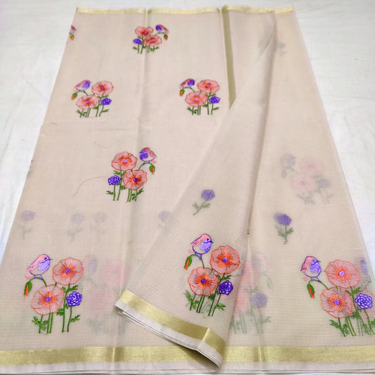 Elegant Embroidered Kota Saree - Lightweight Summer Collection