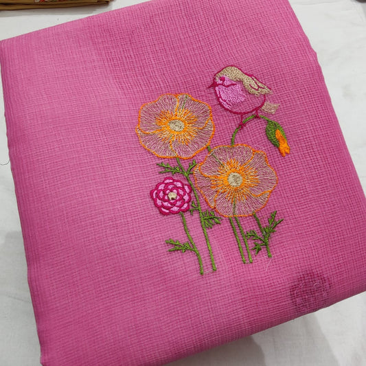 Elegant Embroidered Kota Saree - Lightweight Summer Collection