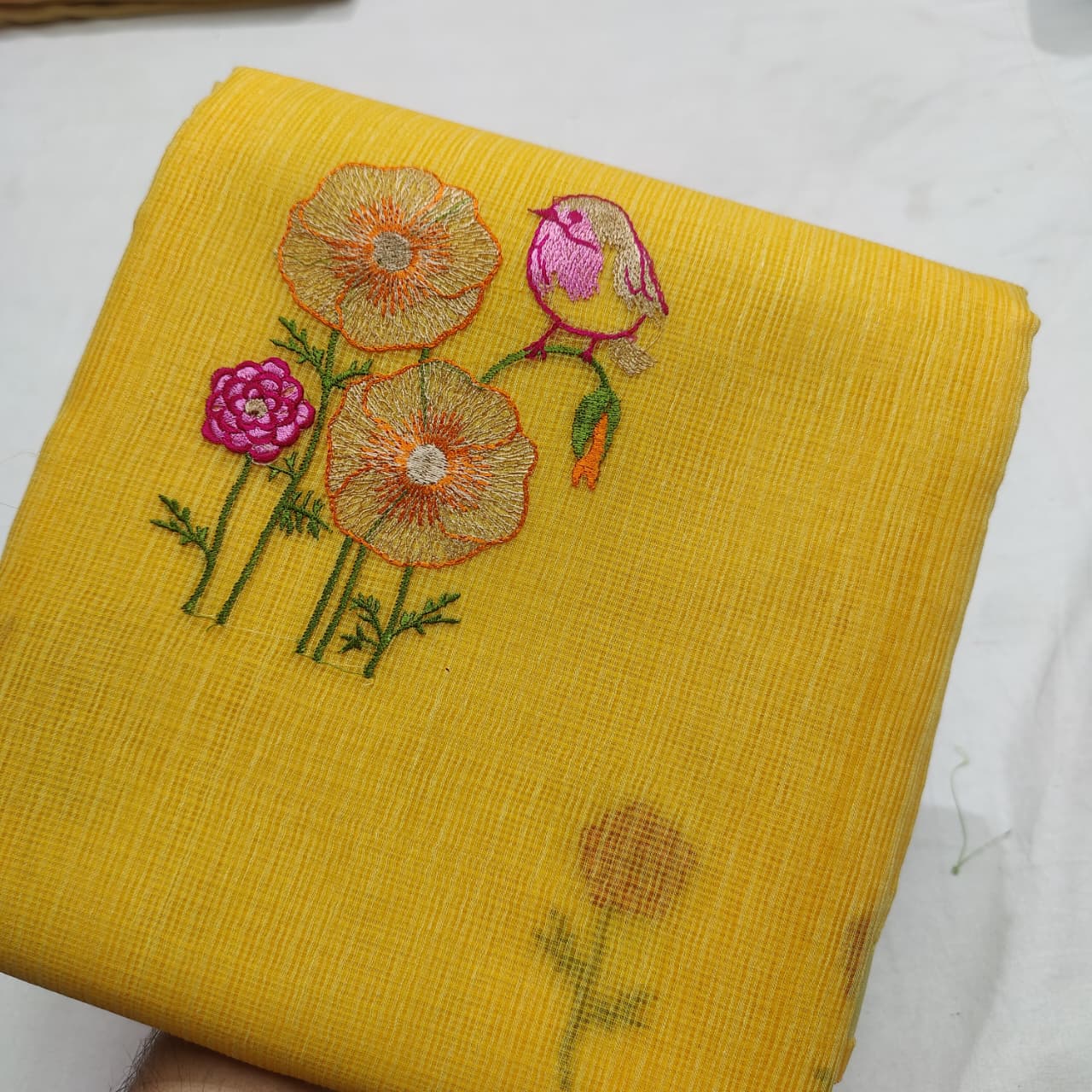 Elegant Embroidered Kota Saree - Lightweight Summer Collection