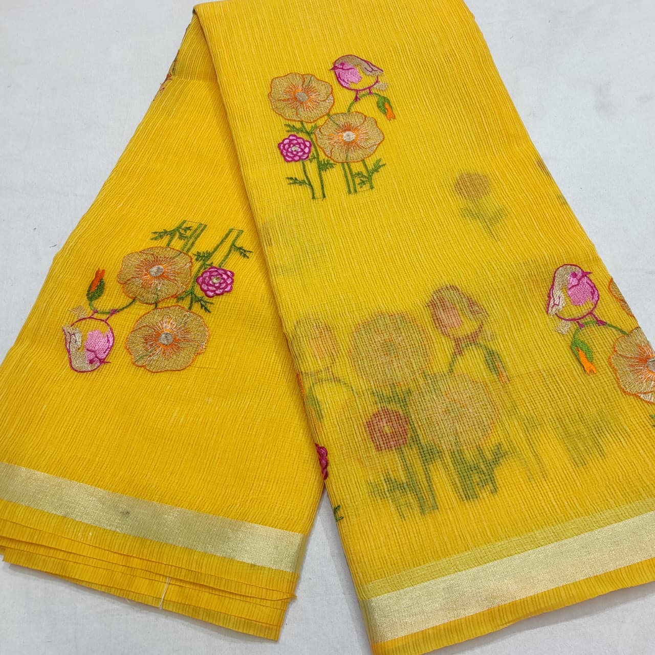 Elegant Embroidered Kota Saree - Lightweight Summer Collection