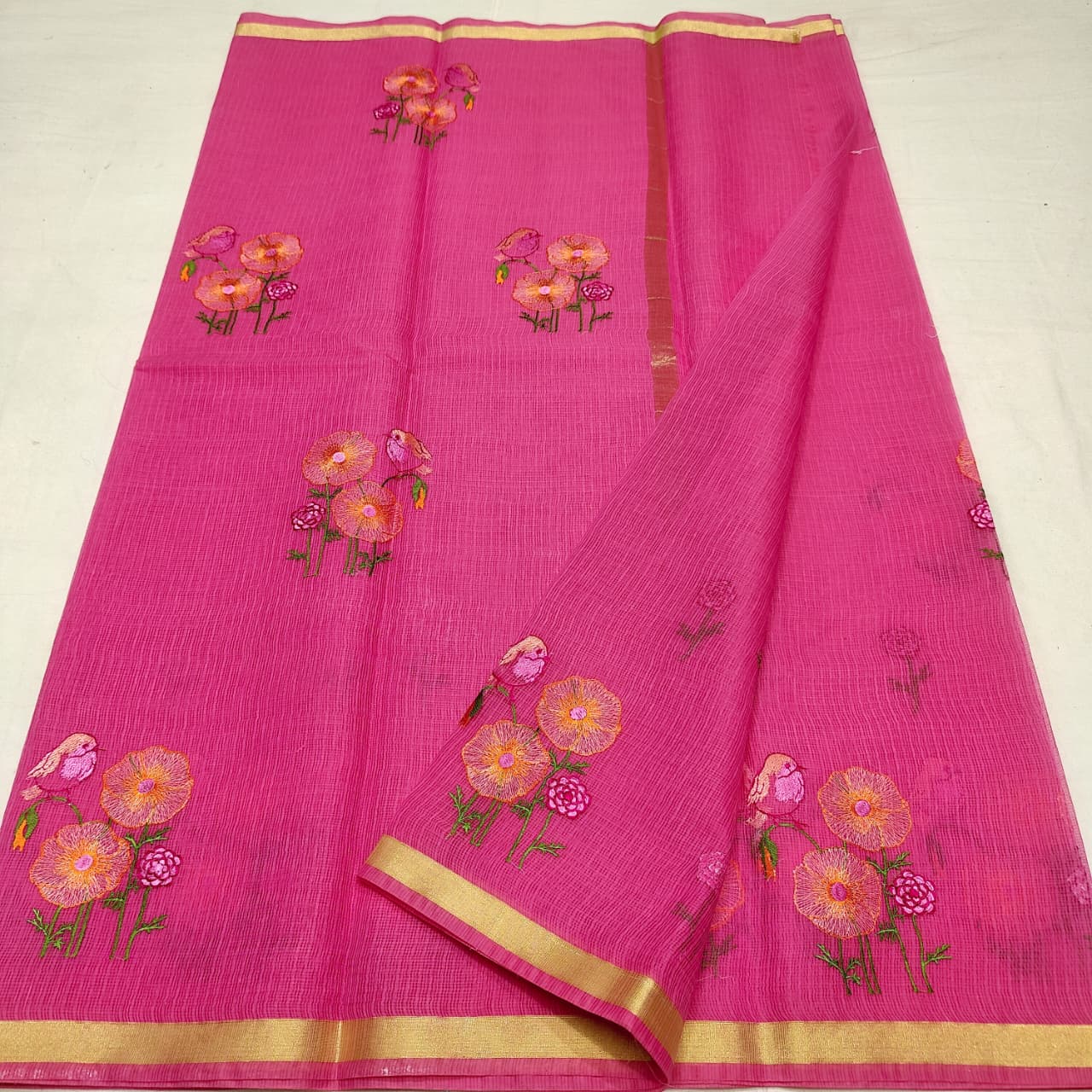 Elegant Embroidered Kota Saree - Lightweight Summer Collection