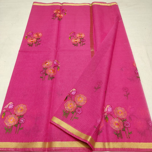 Elegant Embroidered Kota Saree - Lightweight Summer Collection