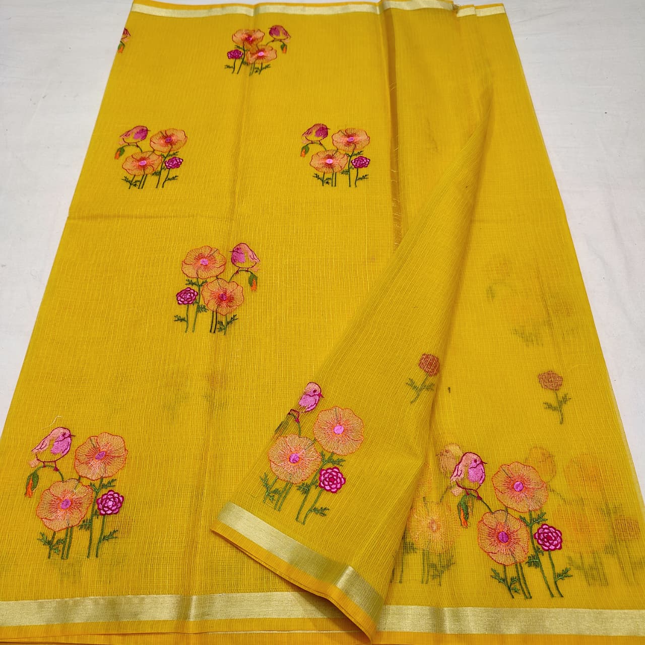 Elegant Embroidered Kota Saree - Lightweight Summer Collection