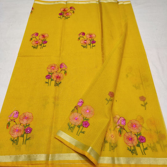 Elegant Embroidered Kota Saree - Lightweight Summer Collection