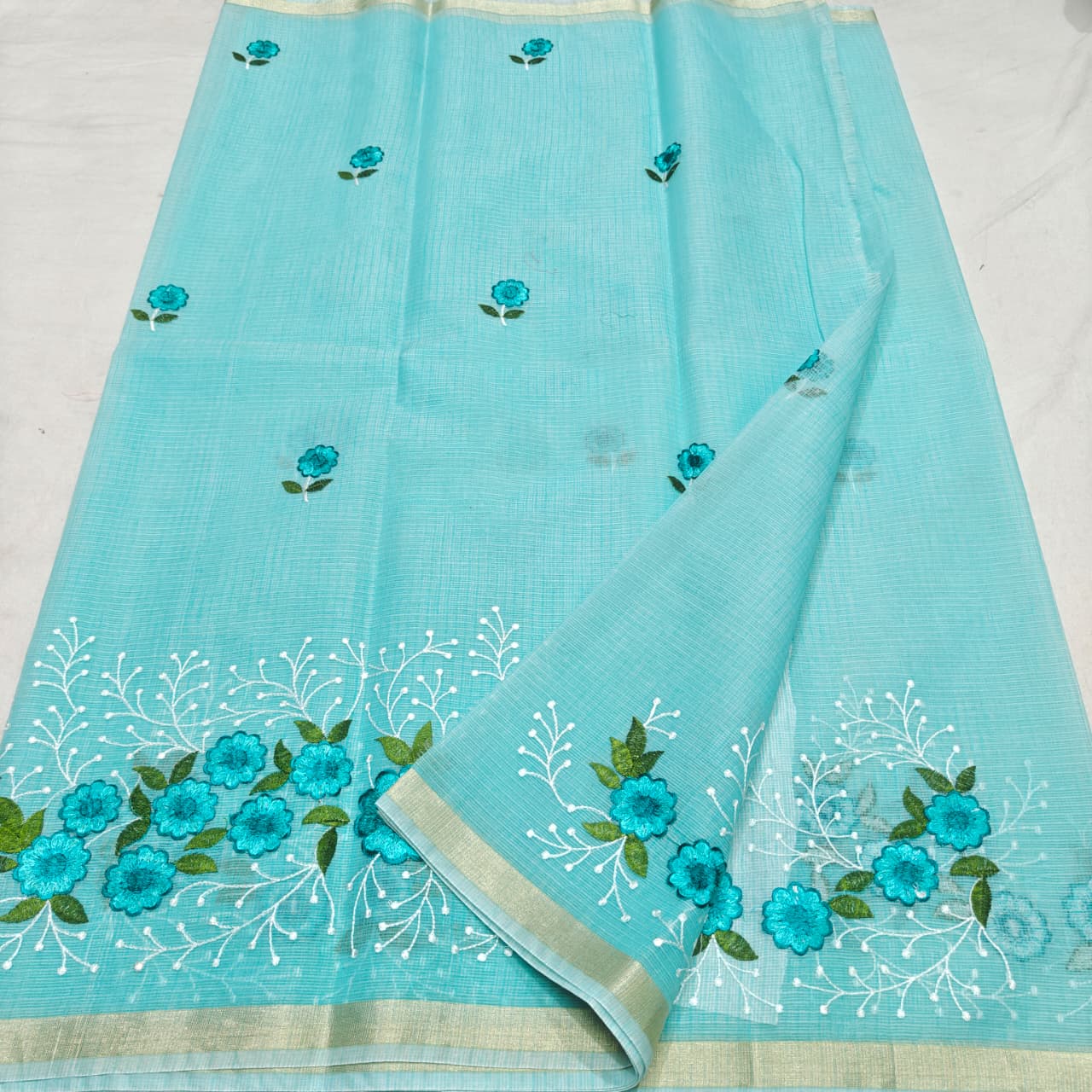 Floral Embroidery Kota Saree, Festive Wear