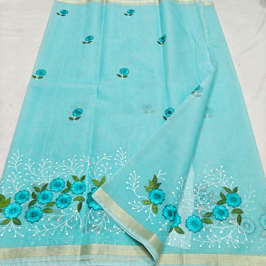 Floral Embroidery Kota Saree, Festive Wear