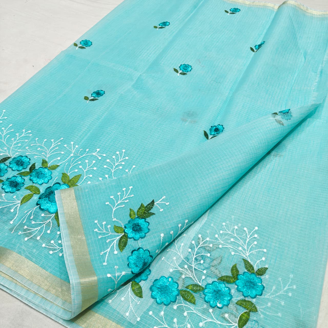 Floral Embroidery Kota Saree, Festive Wear
