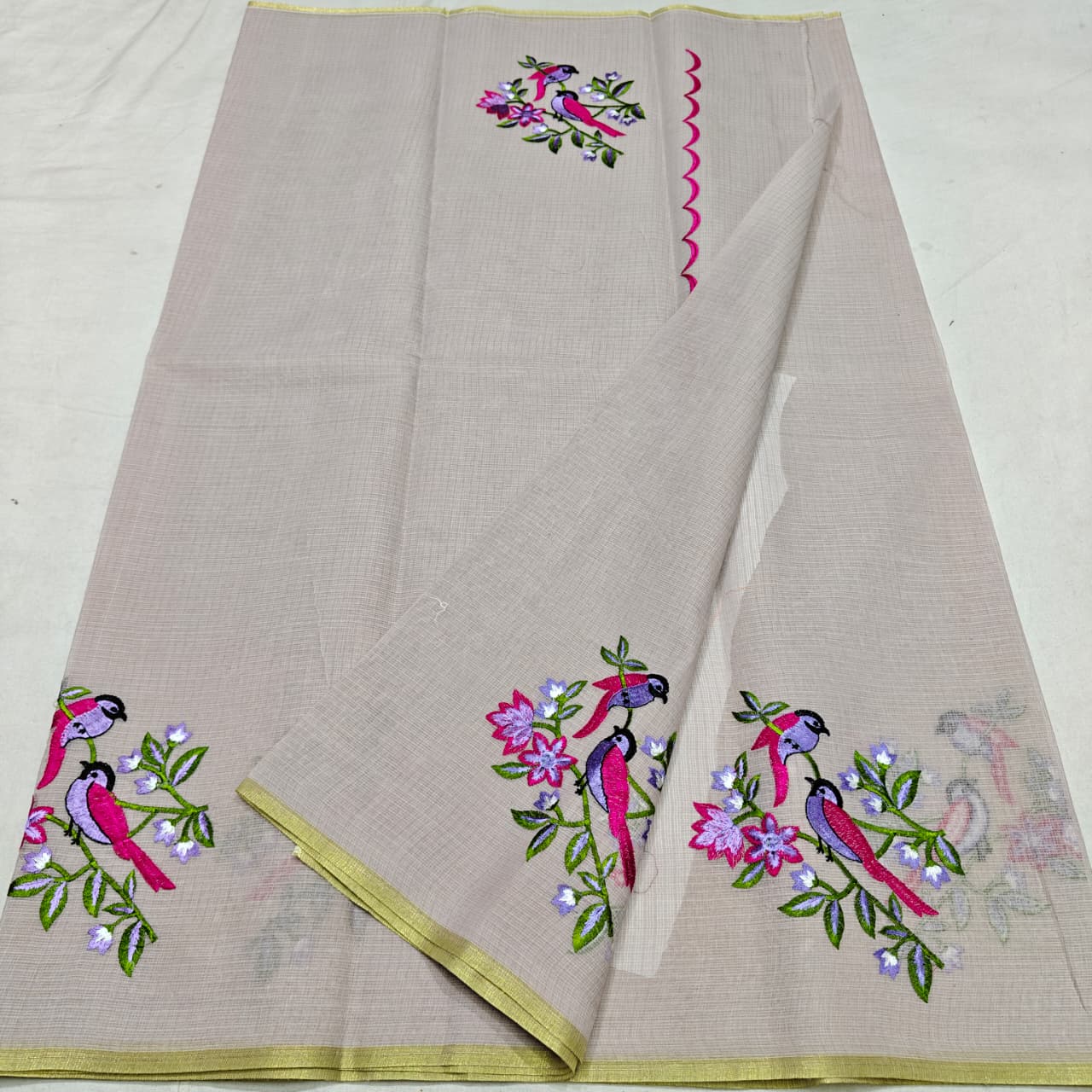 Kota Doria Fine Embroidered Saree ,Classic and Modern