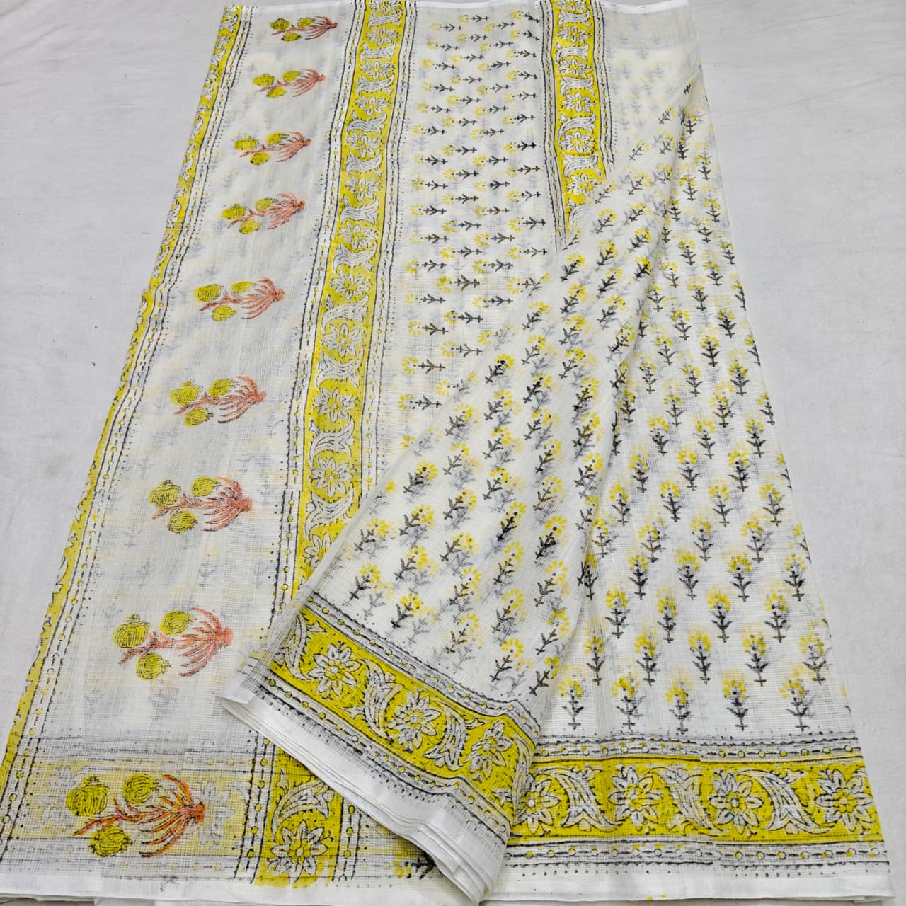 Kota Doria Hand Block Printed Saree - Soft and Traditional